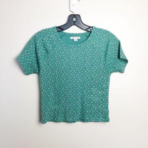 American Eagle Cropped Ribbed Floral Baby Tee